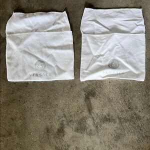 Authentic Versace White Dust Bags with Subtle Medusa Logo - Pair